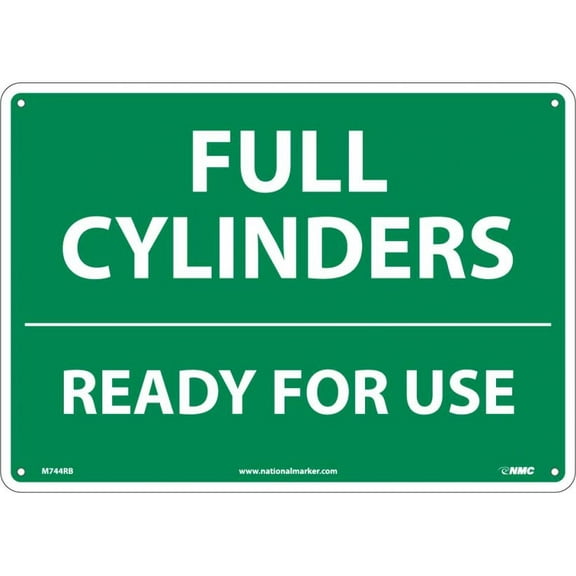NMC Signs M744Rb, Full Cylinders Ready For Use Sign, 10 X 14, Rigid Plastic .050