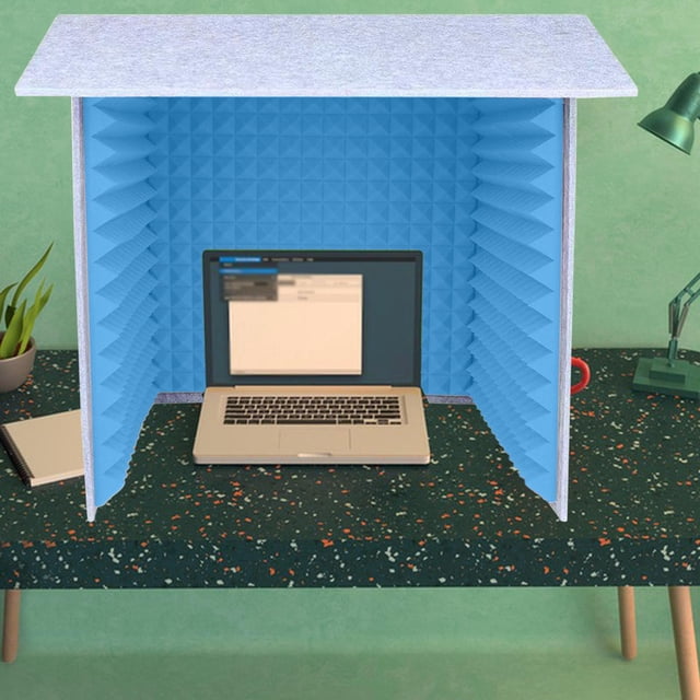 Blinkol Desktop Soundproof Cover Lightweight Sturdy Vocal Booth Portable Vocal Absorbing Blue 80cm