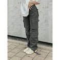 thumbnail image 5 of Women's High Waisted Cargo Pants - Baggy Y2K Wide Leg Pants with Pockets, Warm Thermal Streetwear for Winter Christmas New Year Outfits, 5 of 6