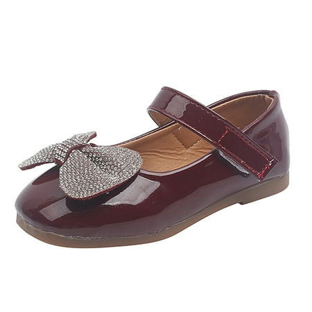 Yzengfg Summer And Autumn Fashion Girls Casual Shoes Bow Rhinestones Flat Bottom Dress Shoes Size 2.5-3 Years
