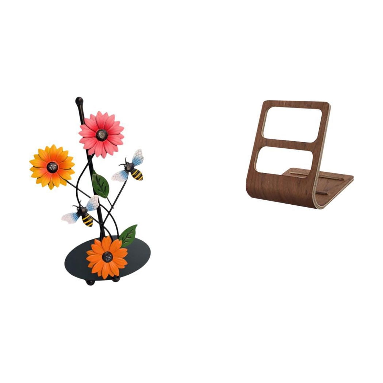 Fiocias Paper Holder Stand Toilet Paper Holder Paper Towel Holder Countertop Remote Control Holder Wooden Iron Lightweight Case Suitable for Home Office Bedro