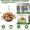 thumbnail image 4 of Artificial Hanging Flowers in Basket,Fake Daisy Plants Arrangement,inch Coconut Lining Basket Hanging Plant,Outdoor Indoor Patio Lawn Garden Porch Spring Decor (Dark Purple), 4 of 5