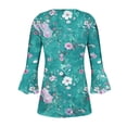 thumbnail image 4 of Teissuly Women's Fashion Printed T-shirt 3/4 Sleeves Blouse V-Neck Casual Tops, 4 of 5