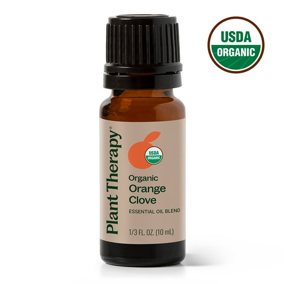 Plant Therapy Organic Orange Clove Essential Oil Blend 10 mL (1/3 oz) Bright, Bold, and Naturally Energizing, Great Addition to Diy Household Cleaners, Naturally Freshens the Air with Citrus & Spice