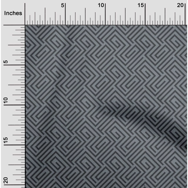 oneOone Cotton Silk Fabric Greek Key Geometric Print Fabric BTY 42 Inches