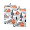 thumbnail image 7 of Yayeee Pot Holders Kitchen Heat Resistant with Pocket 7"x9.8" Cotton Oven Cooking Hot Pads, Gray Snow Houses, 7 of 7