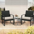 thumbnail image 3 of TUAREX 3 Pieces Rattan Patio Furniture Set, Outdoor Conversation Set, Patio Bistro Set with Coffee Table, All-weather Wicker Chairs with Cushions, for Garden, Yard or Balcony, Beige, 3 of 6