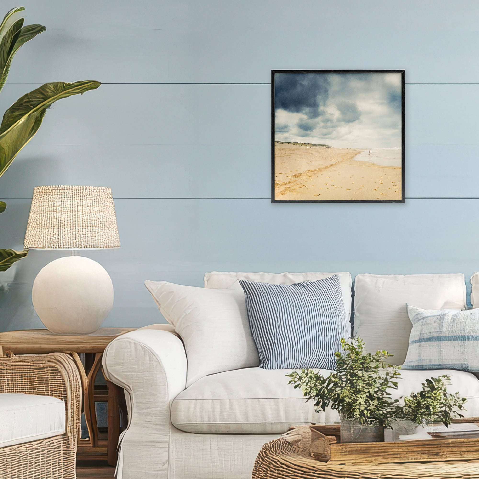 Stupell Industries Beach On A Cloudy Day Black Framed Giclee Art, design by Dirk Wüstenhagen