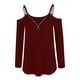 thumbnail image 4 of Mujeres Casual Hombro frío Cuello en V Suelto Cremallera sólida Manga larga Tops Blusa de mujer Fridja fjkfkj4257, 4 of 5