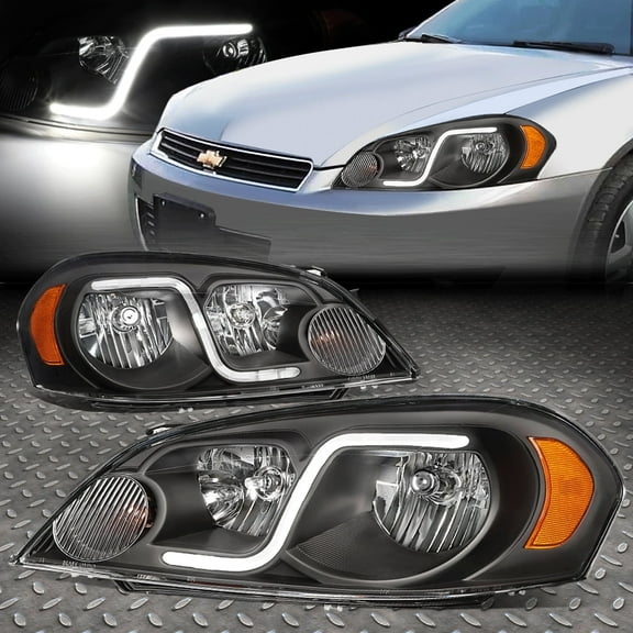 Nuvision for 06-16 Chevy Impala Limited Monte Carlo LED DRL Headlight Lamps Black/Amber