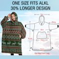 thumbnail image 4 of Oversized Wearable Blanket Hoodie,Red and Green Christmas Reindeer Pattern Sherpa Blanket Hoodie with Super Pockets,Super Warm Fuzzy Pullover for Women & Men, 4 of 6