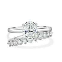 ESTE ORIGIN 2.65CT Oval Moissanite Solitaire Engagement Ring Set / Wedding Ring Set / Bridal Set 10K White Gold Anniversary Ring for Women US 4