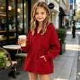 thumbnail image 5 of ZACPNCV Girls Zip Up Hoodie Sweatshirt Kids Drawstring Waist Cinched Hoodie Casual Long Sleeve Loose Hooded Sweatshirt Coat with Pockets 7-8 Years, 5 of 6