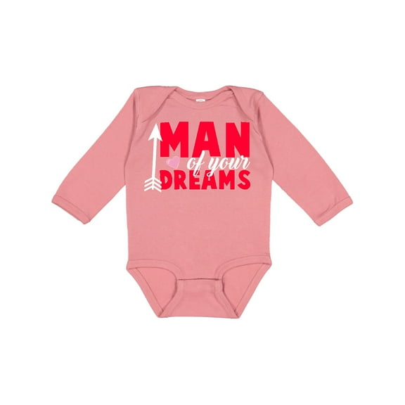 Inktastic Valentine's Day Man of your Dreams with a Heart and Arrow Boys or Girls Long Sleeve Baby Bodysuit