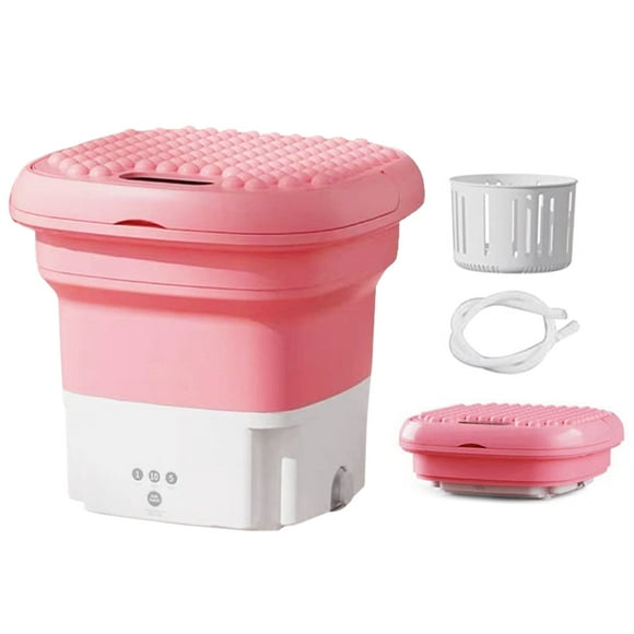 Mistaha Washing Machine Small Household Folding Portable Automatic Ultrasonic Forward and Reverse Pulsator Elution Dual Purpose Imitation Hand Wash with Drain Hole Fruit Washing Machine