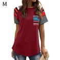 thumbnail image 1 of Femmes T-shirt à Manches Courtes Imprimé T-shirt Fille Top Été Causal T-shirt, Rouge, M, 1 of 1
