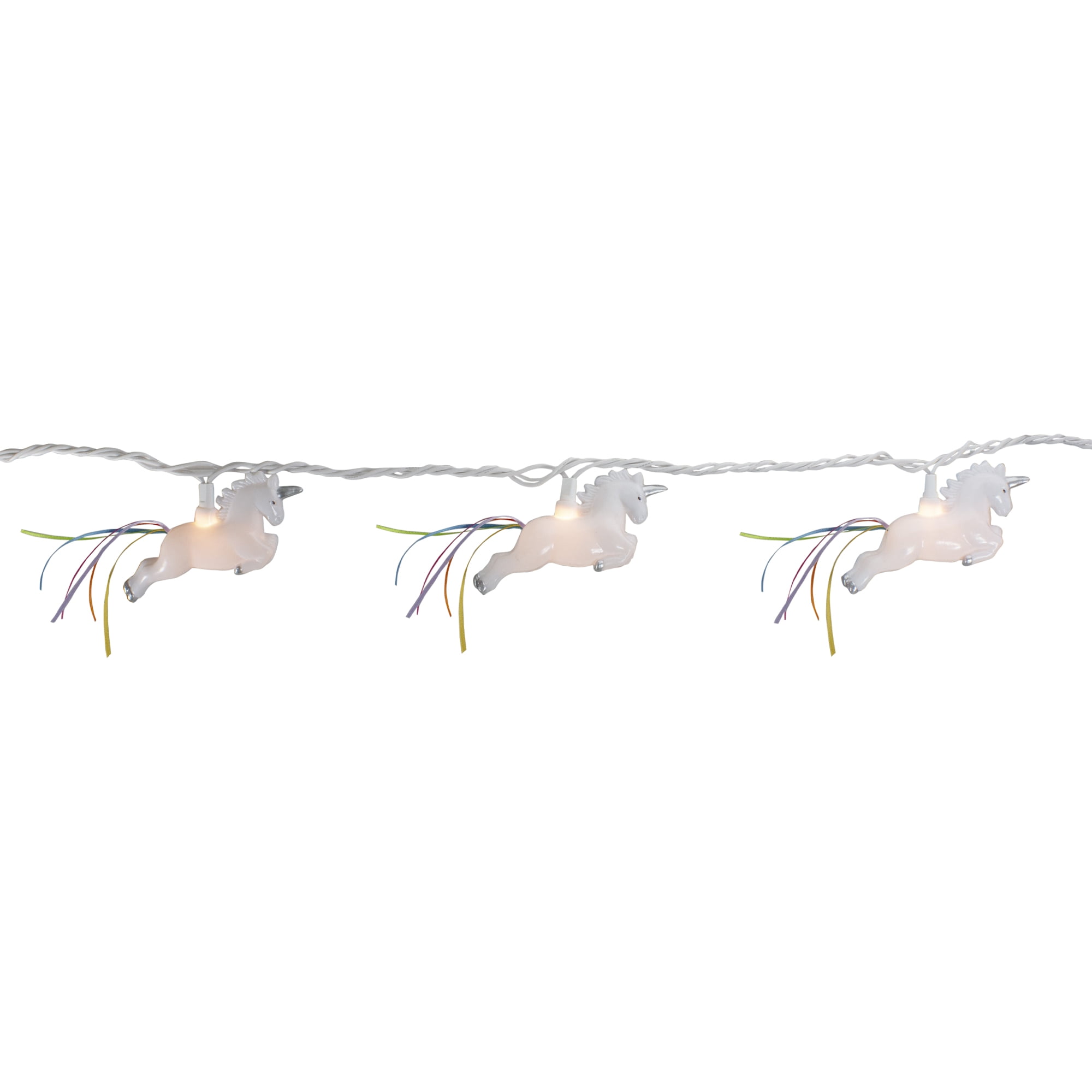 Unicorn with Ribbon Tail Indoor Outdoor Patio Light Set - 6' White Wire - 10ct