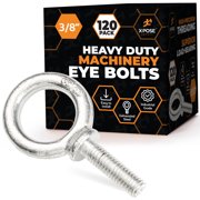 Xpose Safety Shoulder Eye Bolt 3/8"-16 x 1-14" - Industrial Strength Threaded Lifting Eye Bolt Screw for Machinery, Hoist, Anchor, Towing & More - 3/8" Eye Bolts Heavy Duty Galvanized Steel 120 Pack