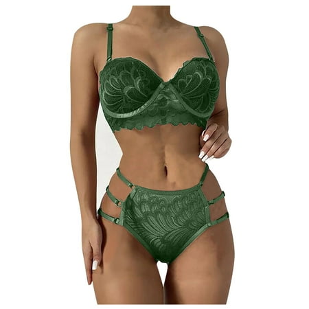 

YDKZYMD Women S Lace Sheer Lingerie Bodysuit Set 2 Pieces Casual Chemise With Floral Babydoll Sexy Teddy Underwear Bra And Panty Set