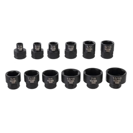 Hyper Tough 3/8-Inch Drive Nano Low-Profile Socket Set, SAE, 12 Pieces