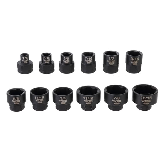 Hyper Tough 3/8-Inch Drive Nano Low-Profile Socket Set, SAE, 12 Pieces
