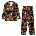 thumbnail image 2 of DISNIMO Pumpkin Cat Printed Pajama for Women 2 Piece Long Sleeve Top and Long Pants Sets Casual Loose Sleepwear Halloween Button Down Loungewear Nightwear, XS, 2 of 7