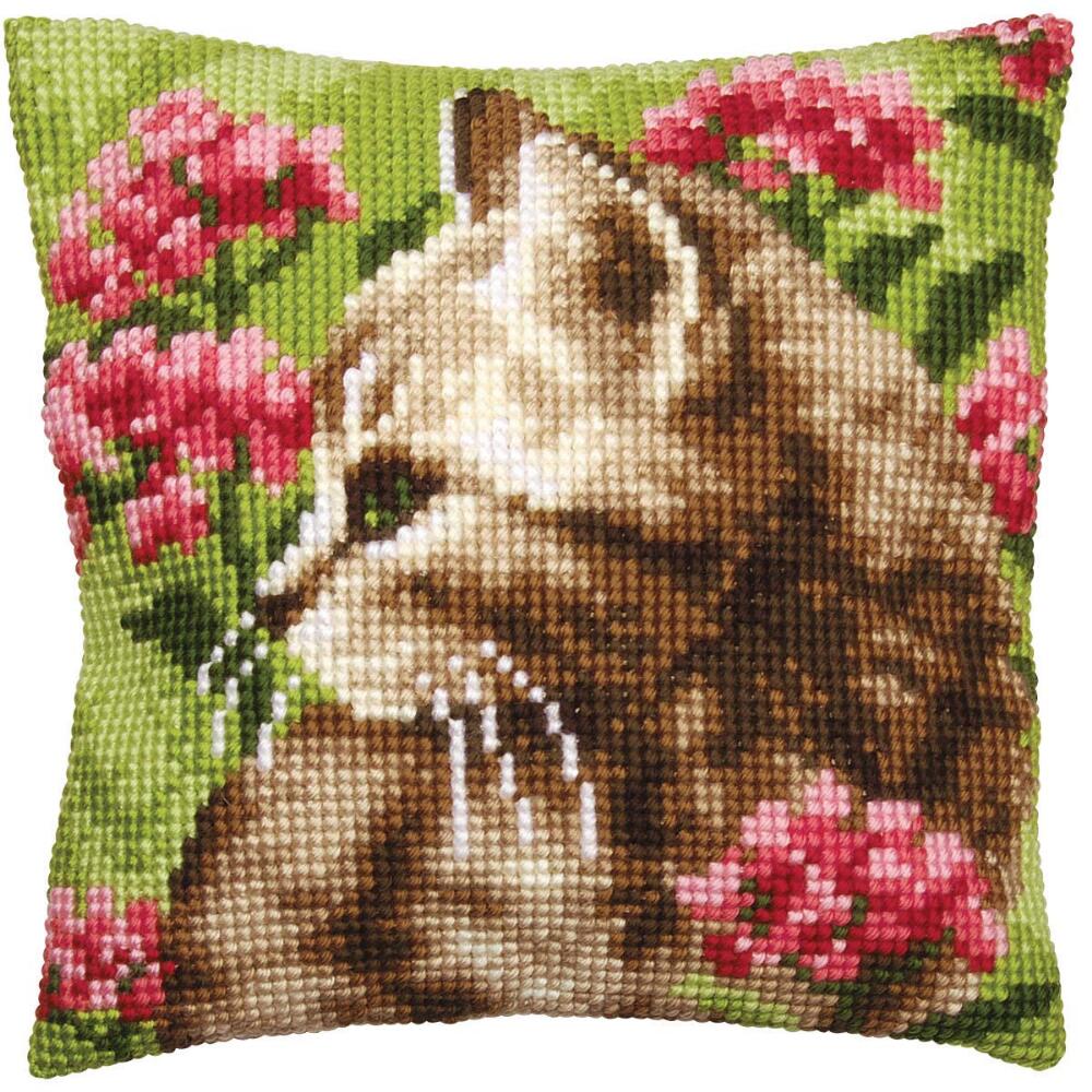 Pillow Sham Wall Art to Frame Vintage Needlepoint Rocking Horse Colorful Cross Stitch Sewing Supply