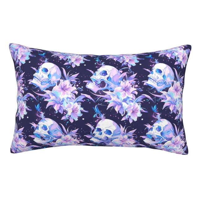 Fotbe blue starry sky Skull flower Funda de Almohada Decorativa Estilo Occidental, Lujo en Algodón, Fundas para Almohadas King, Cojín Estampado para Decoración del Hogar-20"x30"