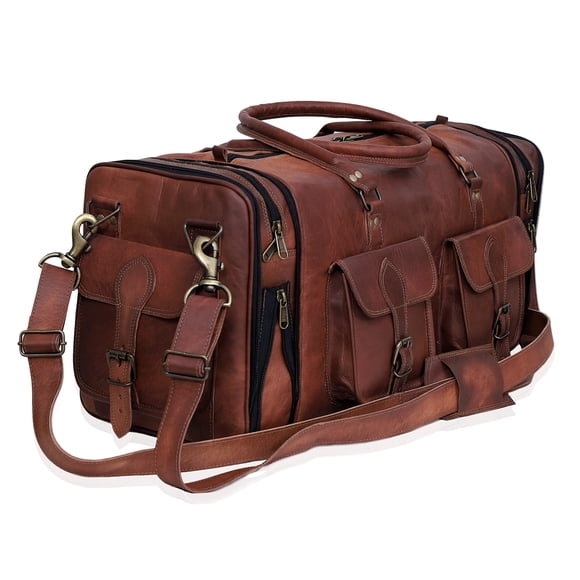 Bolsa de lona Cureo Weekender de piel de 20 pulgadas para viajes al gimnasio