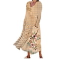 thumbnail image 2 of Robes d'Été pour Femmes à Manches Longues Robes à Col Rond avec Poche, 2 of 5
