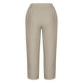 thumbnail image 5 of Lmnyox Capri Pants for Women Stretchy Wide Leg Elastic Waist Capris Lightweight Cropped Trousers with Pocket, 5 of 5