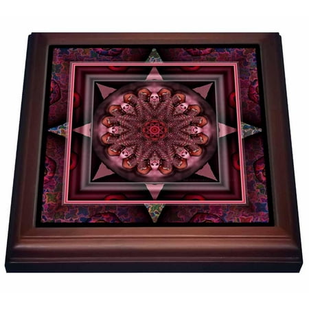 Harmony Cup - 3dRose MANDALA 10 chakra purple pink black flowerpower hippie india orient oriental meditate peace harmony, Trivet with Ceramic Tile, 8 by 8-inch
