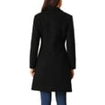 thumbnail image 3 of Women's Single Breasted Peacoat Fashion Winter Notched Lapel Button Down Outerwear Overcoat XL Black, 3 of 6