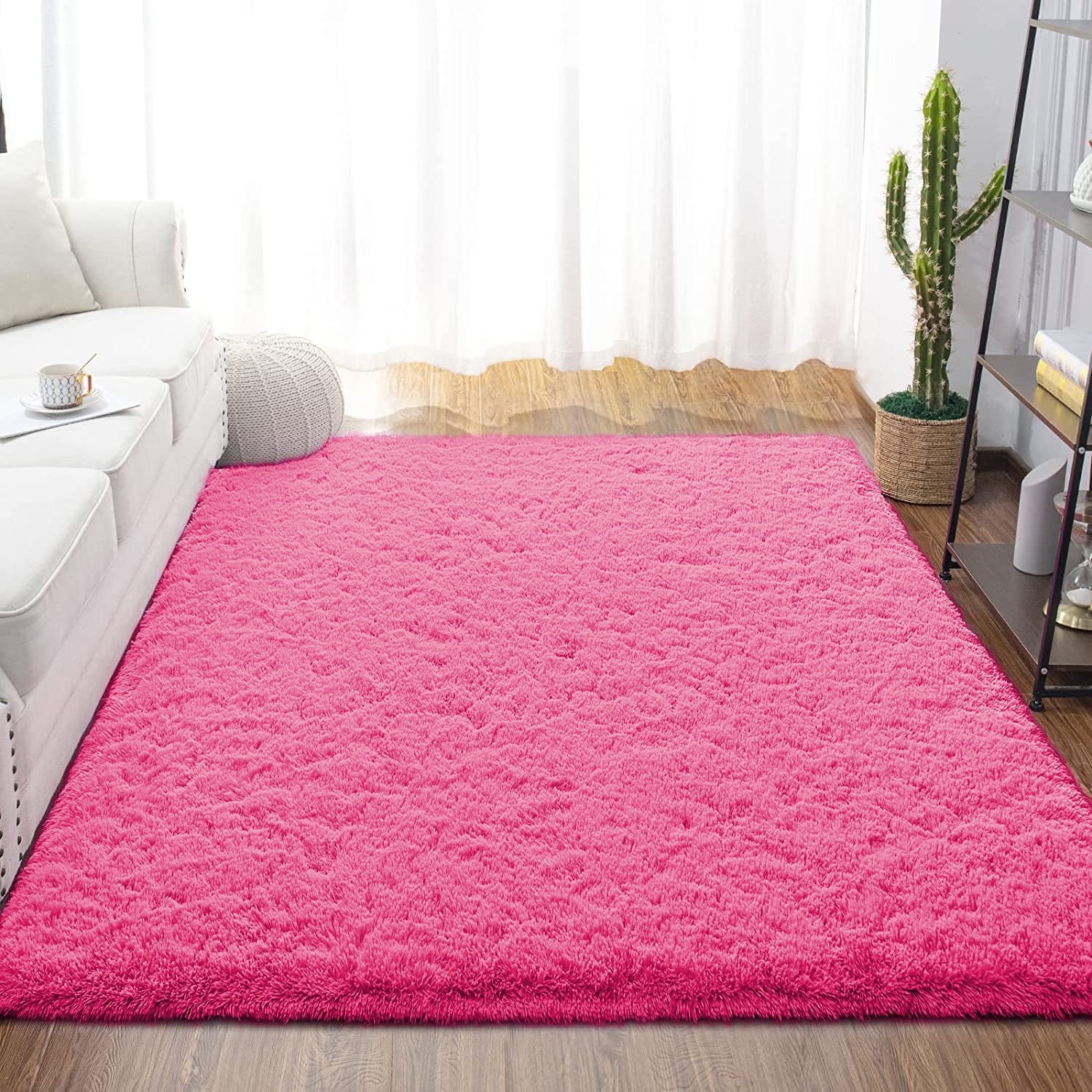 Dwelke Fluffy Shag Area Rugs Soft Fuzzy Shaggy Rugs for Girls Bedroom