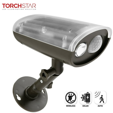 TORCHSTAR LED Solar Powered Outdoor Security Light with Motion Sensor, Waterproof Wireless Solar Wall