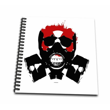 3dRose Red Skull with Gas Mask and Sunglasses Military Angry Bad - Drawing Book, 8 by 8-inch