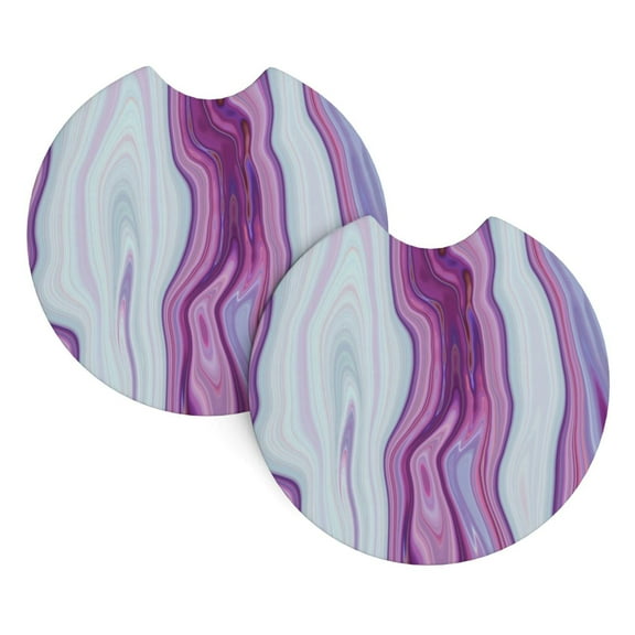 2 Package Car Coasters Drink Absorbable Rubber Base Cup Holder Coasters Non-Slip Coasters Bar Coasters Car Interior Accessories 2.7 Inches Colorful Paintings Marbling Purple Marble