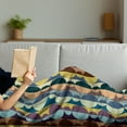 thumbnail image 3 of Retro Soft Flannel Fleece Throw Blanket, Composition of Vertically Aligned Colorful and Polka Dotted Circles and Stripes, Cozy Plush for Indoor and Outdoor Use, 50" x 70", Multicolor, by Ambesonne, 3 of 5