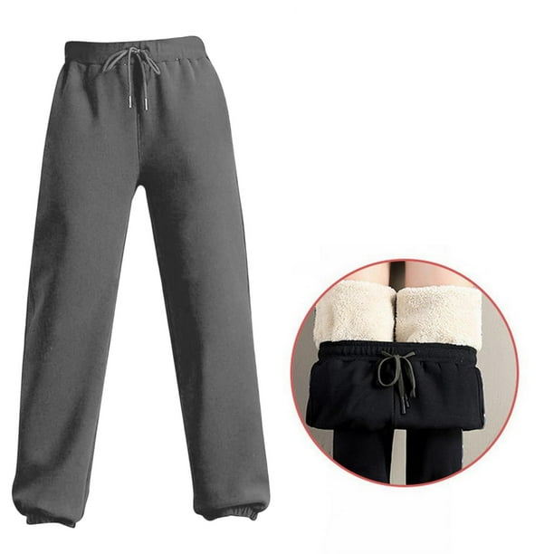 Bunblic Women Winter Harem Pants Plush Lined Sweatpants Pockets Thicken  Streetwear Warm Soft Female Casual Jogger Pants for Loose Fit XXL 