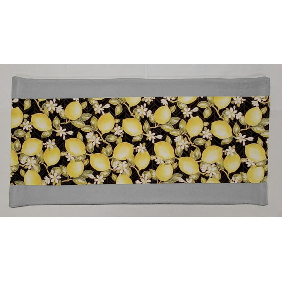 Lemon Blossoms Terrycloth Bathmat (Gray)