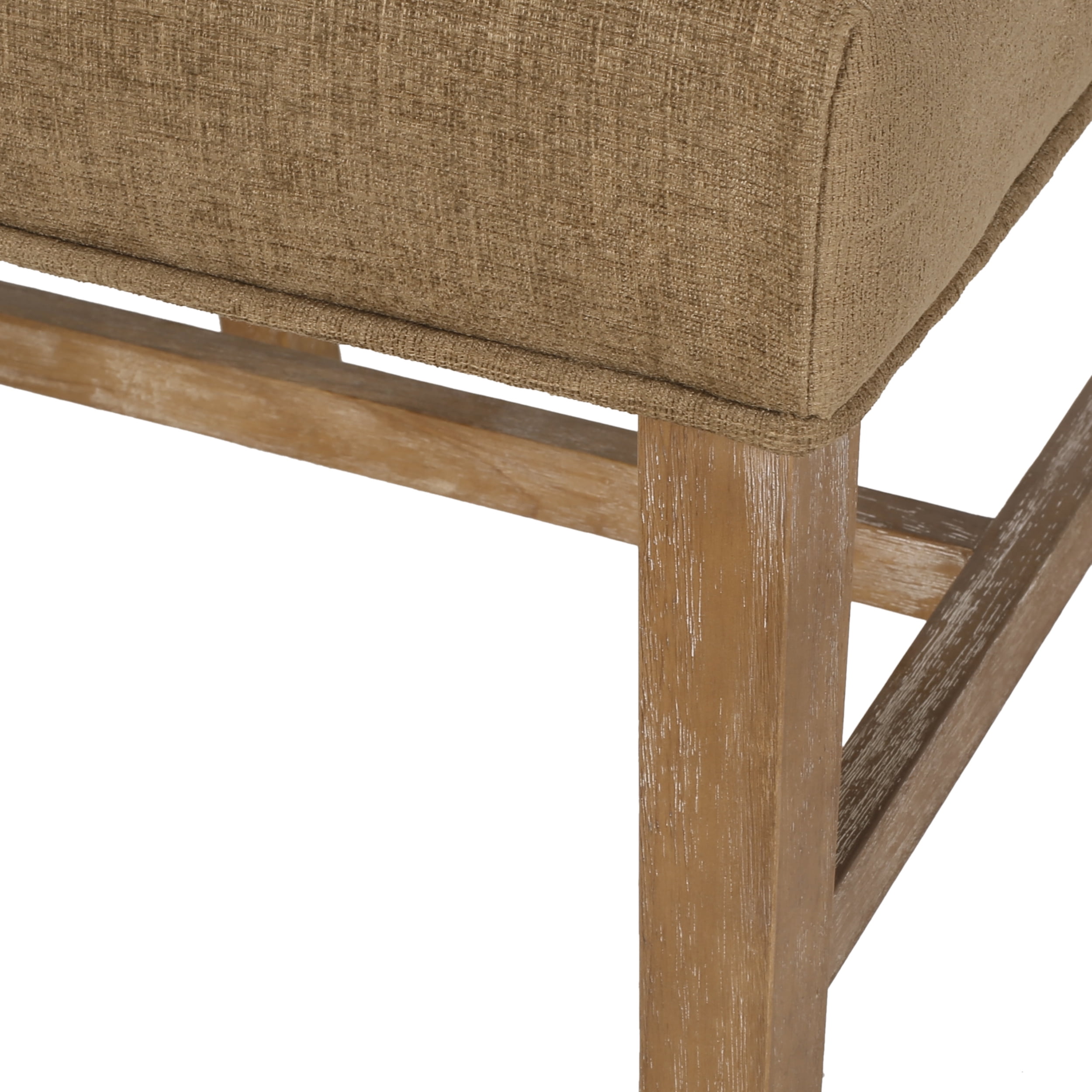 Noble House Tuttle Indoor Fabric Tufted Dining Chairs, Set of 2, Dark Beige, Natural