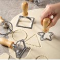 thumbnail image 2 of Household Zinc Alloy Biscuit Mold Pastry Cake Snack Mold Kitchen Oak Handle Cookie Cutter Baking Utensils, 2 of 6