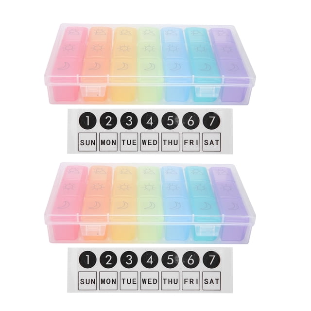 Dispensador de pastillero NikouMX 2 unidades 21 ranuras Caja de pastillas semanales grado profesional