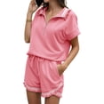 thumbnail image 5 of 2 Piece Casual Sets Short Sleeve Half Zipper Sweatshirt and Shorts Sweatpants Matching Sweatsets, 5 of 7