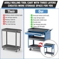 thumbnail image 3 of AIRAJ 3 Tier Rolling Tool Cart with Wheels,Industrial Utility Cart with Drawers and Pegboard,440 LBS Capacity Tool Storage Cart for Garage, 3 of 6