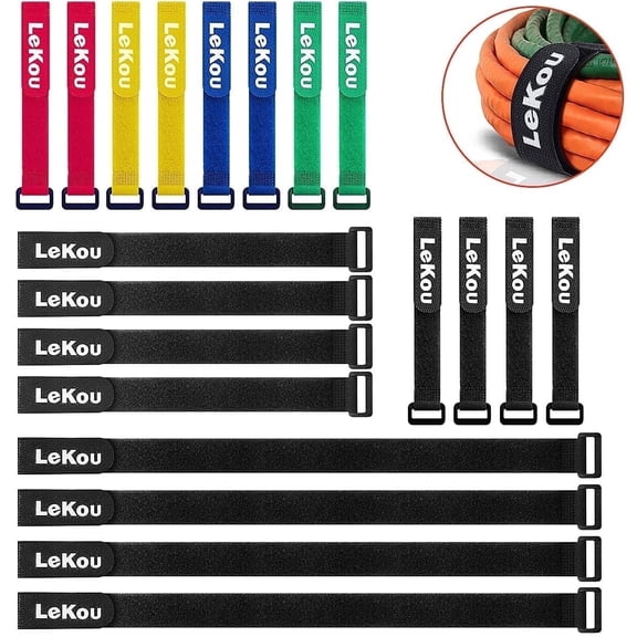 Lekou Cable Ties Velcro Straps Adjustable Cord Organizer Zip Ties 20Pack