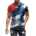 thumbnail image 2 of Blusas y camisas de manga corta y cuello redondo para hombre. Blusas de manga corta con cuello redondo y estampado del Día de la Independencia para hombre. Blusa para hombre., 2 of 5