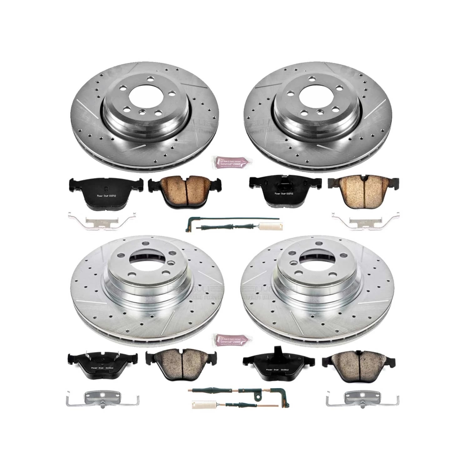 PowerStop Front and Rear Z23 Evolution Sport Carbon-Fiber Ceramic Brake Pad and Drilled & Slotted Rotor Kit Fits: BMW Select Models K2056