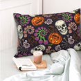 thumbnail image 4 of Goofa Halloween With Skull Print Plush Throw Pillow Case, Soft Velvet with Hidden Zipper, Decorative Cushion Cover for Sofa, Bed, Car, and Home Décor-14"x20", 4 of 6