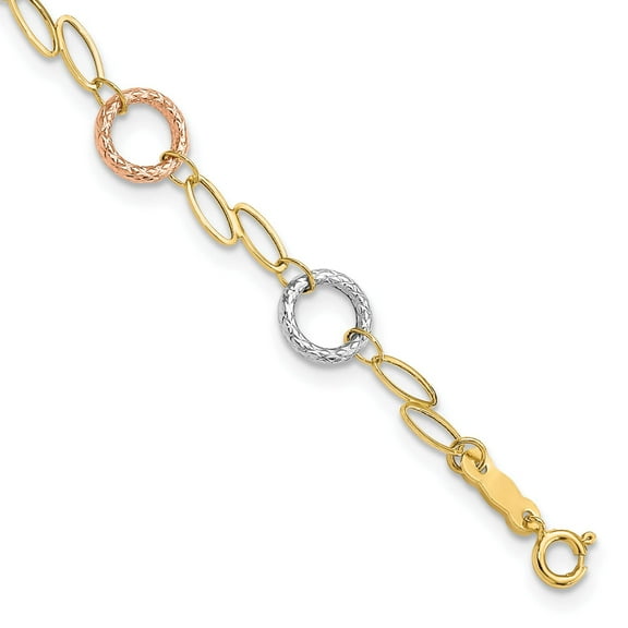 Primal Gold 14 Karat Tri-color Circles Bracelet